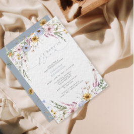 Convite Bebê em Chá de fraldas de flor selvagem