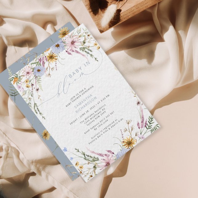 Convite Bebê em Chá de fraldas de flor selvagem (Criador carregado)