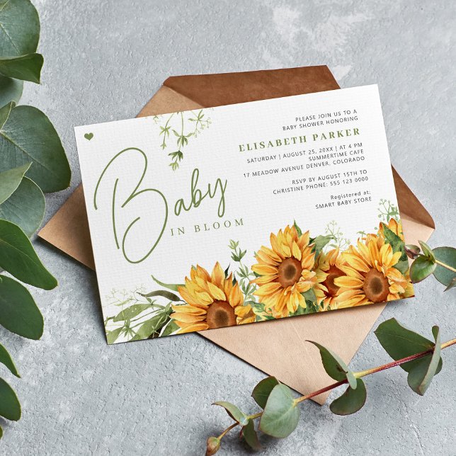 Convite Bebê em chá de fraldas floral neutro em termos de  (Criador carregado)