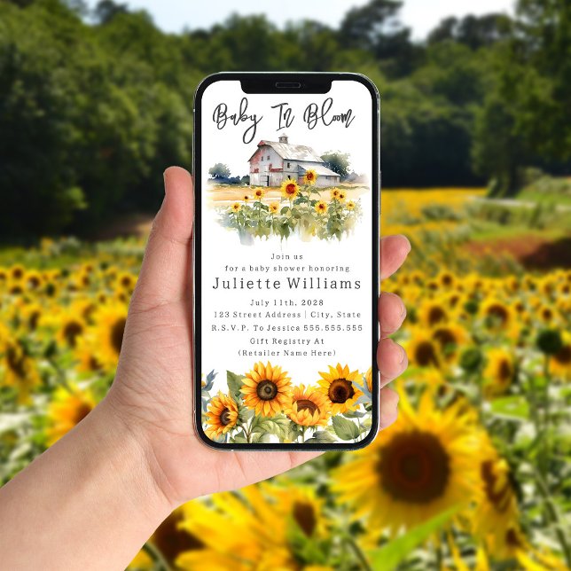 Convite Bebê Em Chá de fraldas Rústico De Flor Sundominal (Criador carregado)