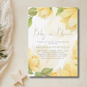 Convite Bebê em Flor Amarelo Préppy Chá de Bebê Floral