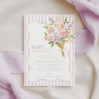 Convite Bebê em Flor Baby Shower Roxo Rosa Floral