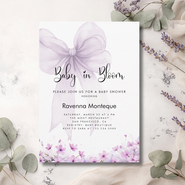 Convite Bebê em Flor Bebê Chuva de Bênçãos Laço Florido Li (Criador carregado)