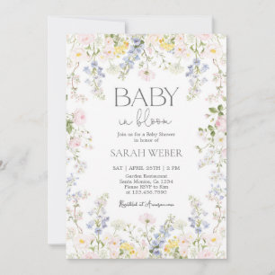 Convite Bebê em Flor Bebê Menina Chuvada de Flores