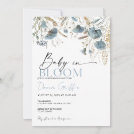 Convite Bebê em Flor Boho Azul