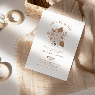 Convite Bebê em Flor Bouquet Boho de Terracota Escura