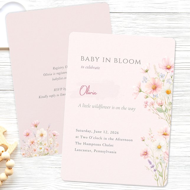 Convite Bebê em Flor Chuveiro de Bebê Caprichoso de Flores (Criador carregado)