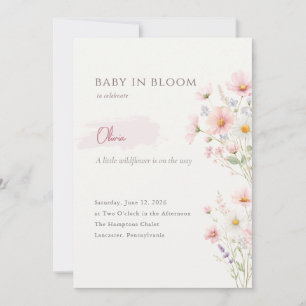 Convite Bebê em Flor Chuveiro de Bebê Caprichoso de Flores