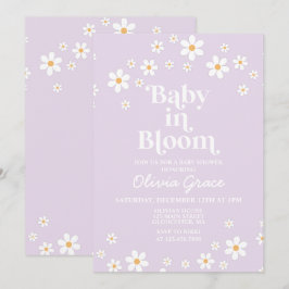 Convite Bebê em Flor Daisy Lavanda Churrasco de Bebê Retrô