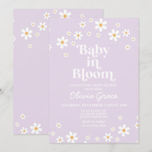 Convite Bebê em Flor Daisy Lavanda Churrasco de Bebê Retrô