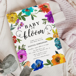 Convite Bebê em Flor Desabrochando Floral Brilhante e Ousa