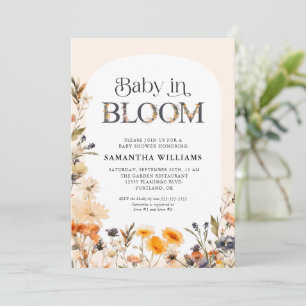 Convite Bebê em Flor Elegante Aquarela Flores Silvestres d