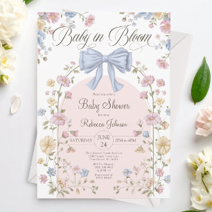 Convite Bebê em Flor Flor Silvestre Pastel Chá de Bebê