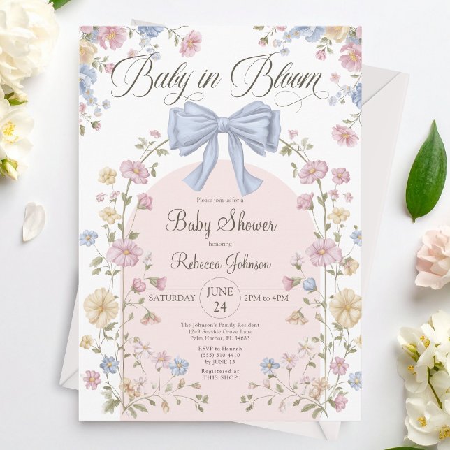 Convite Bebê em Flor Flor Silvestre Pastel Chá de Bebê (Criador carregado)