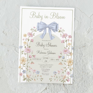 Convite Bebê em Flor Flor Silvestre Pastel Chás de Bebê