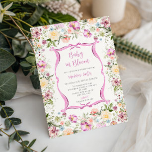 Convite Bebê em Flor Jardim Floral Brilhante Chamada de Be