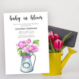 Convite Bebê em flor Jarra de flores baby shower