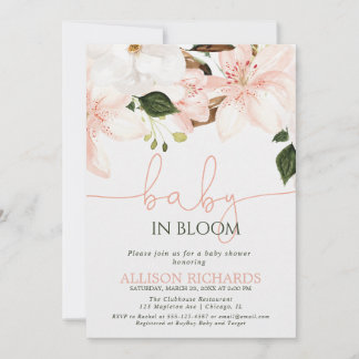 Convite Bebê em flor lilases florais menina chá de bebê
