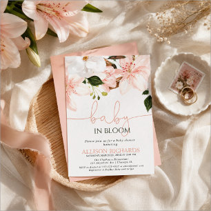 Convite Bebê em flor lilases florais menina chá de bebê