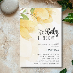 Convite Bebê em Flor Magnólia Amarela Préppy Chá de Bebê