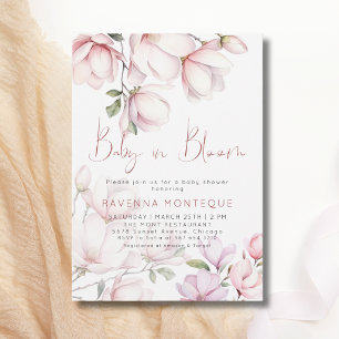 Convite Bebê em Flor Magnólia Bege Floral Chá de Bebê