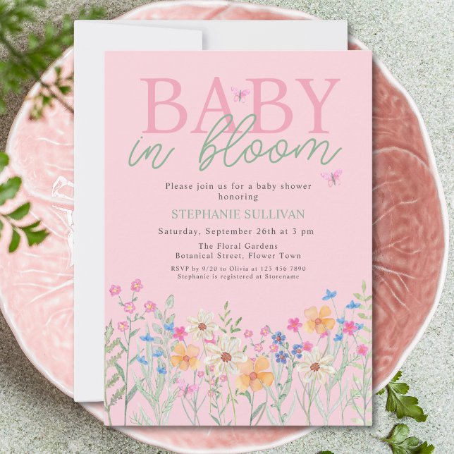 Convite Bebê em Flor Menina Chuvada de Bebê (Criador carregado)