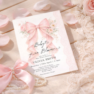 Convite Bebê em Flor Rosa Arco Menina Chá de Bebê