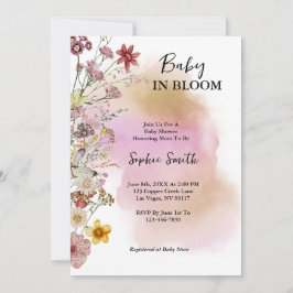 Convite Bebê em Flor Silvestre Aquarela