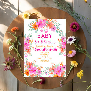 Convite Bebê em Florada chuva floral de verão brilhante