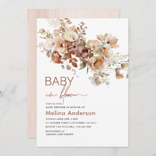 Convite Bebê em flores floridas chá de fraldas aquoso