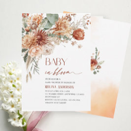 Convite Bebê em flores floridas chá de fraldas aquoso