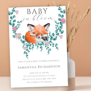 Convite Bebê em floresta Fox Floral Chá de Bebê