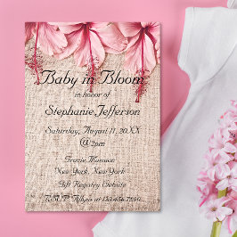 Convite Bebê em Sangue Linen Rosa Florais Bebê Chuveiro