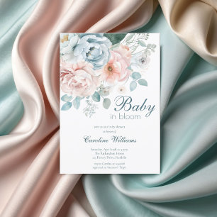 Convite Bebê Em Sangue Primavera Azul Chá Floral