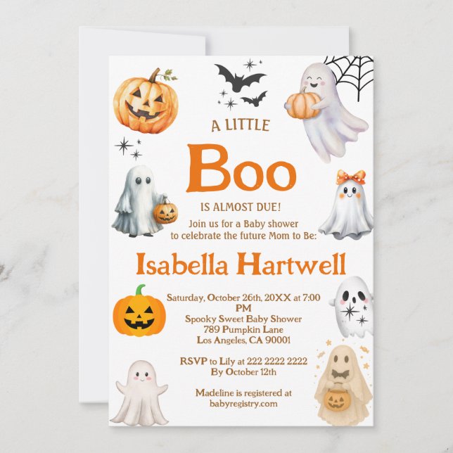 Convite Bebê Encantador a Caminho – Chá de Bebê de Hallowe (Frente)