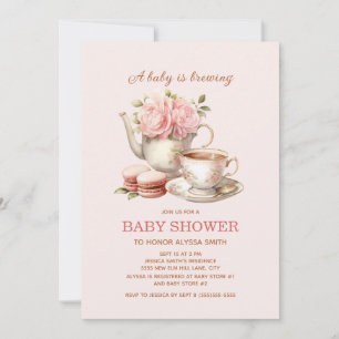 Convite Bebê está Cozinhando Rosa Floral Menina Bebê 