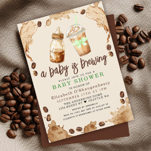 Convite Bebê está criando café Gênero Chá de fraldas neutr