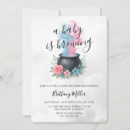 Convite Bebê está criando caldeirão rosa e azul