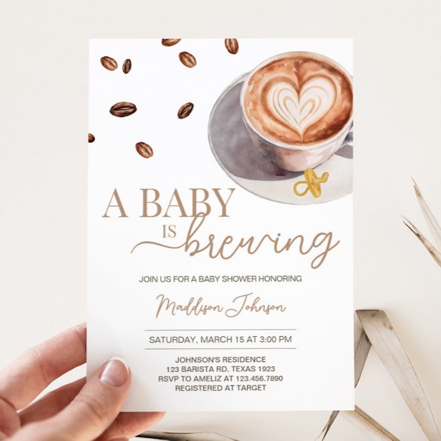 Convite Bebê está criando Chá de fraldas de café (Coffee Bean Baby is Brewing Baby Shower Invitation )