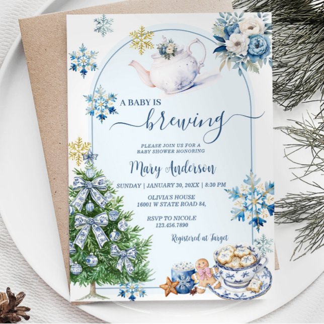 Convite Bebê está criando Chá de fraldas de festas de chá  (Criador carregado)