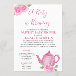 Convite Bebê está criando chaleira rosa dirigindo por Chá 