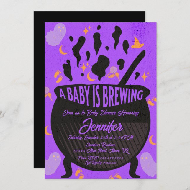 Convite Bebê está criando o Chá de fraldas do Fantasma Gro (Frente/Verso)