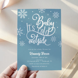 Convite Bebê, está frio fora Chá de fraldas azul roxo