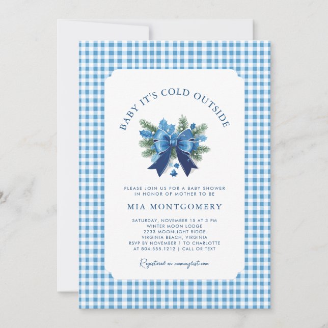 Convite Bebê Está Frio Fora do Chá de fraldas de inverno - (Frente)