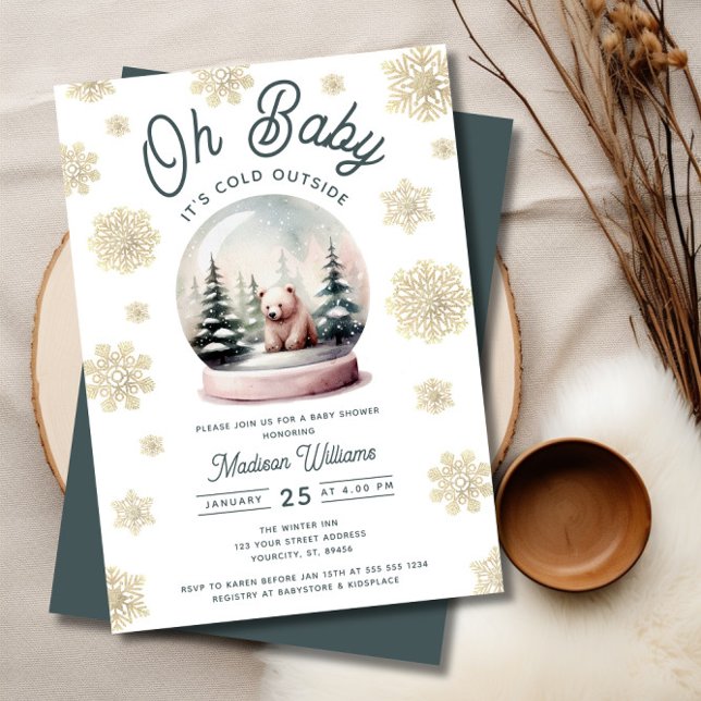 Convite Bebê Está Frio Fora do Chá de fraldas de Neve do I (Baby It's Cold Outside Winter Snow Baby Shower Invitation)