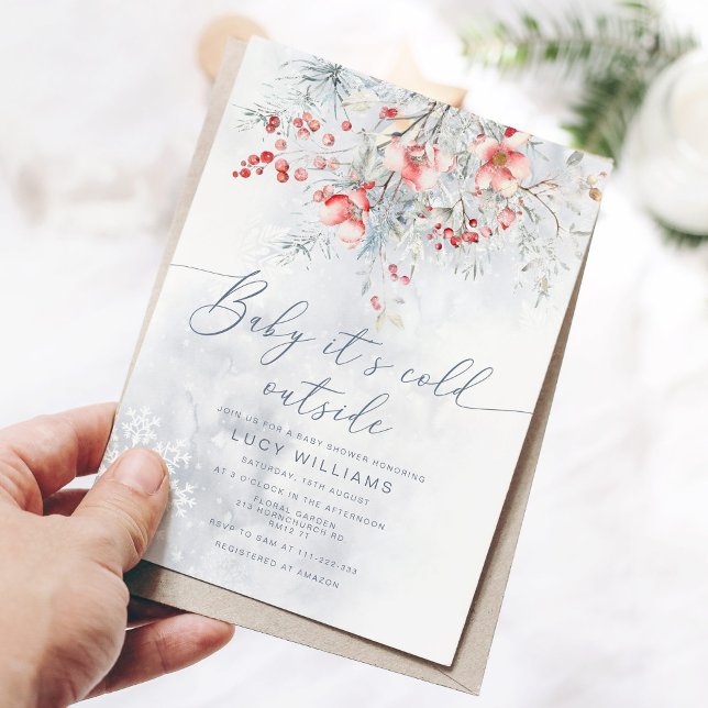 Convite Bebê está frio fora do chá de fraldas de Snow Berr (Criador carregado)