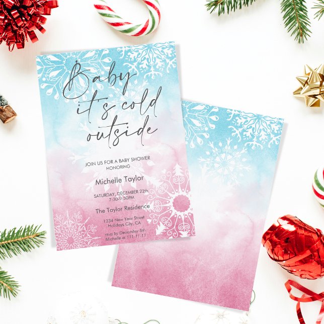 Convite Bebê, está frio fora do chá de fraldas, Floco de N (Criador carregado)