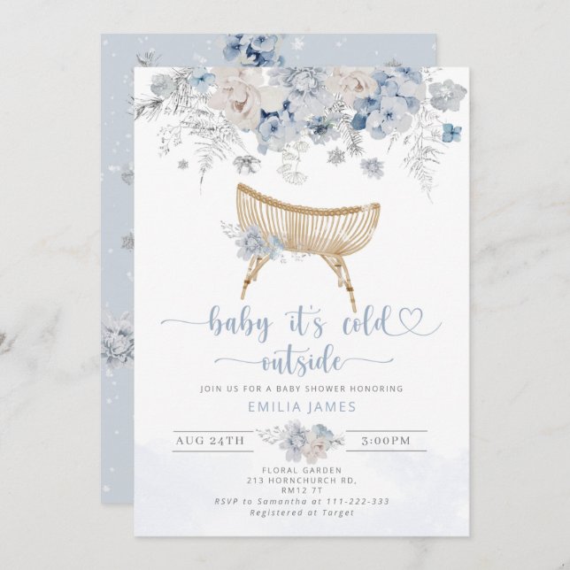 Convite Bebê está frio fora do chá de fraldas infantil (Frente/Verso)