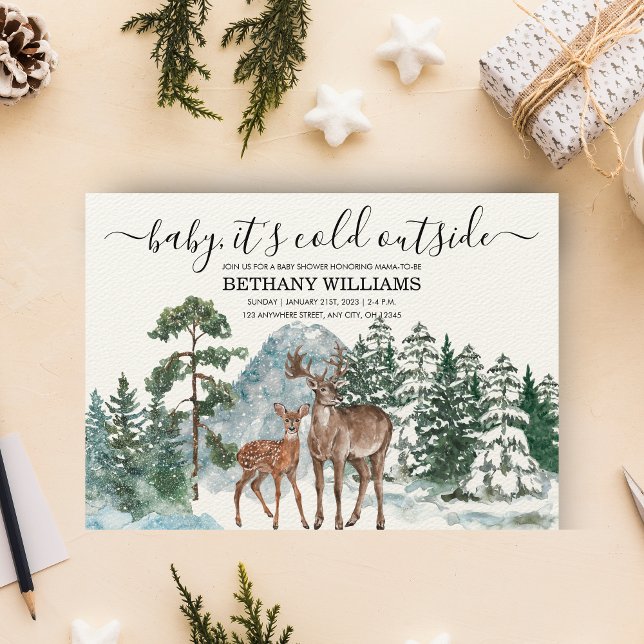Convite Bebê está frio fora do inverno Chá de fraldas neve (Criador carregado)