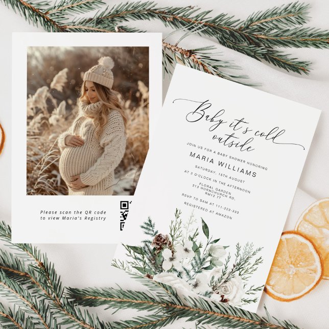 Convite Bebê está frio fora do inverno Foto chá de fraldas (Criador carregado)